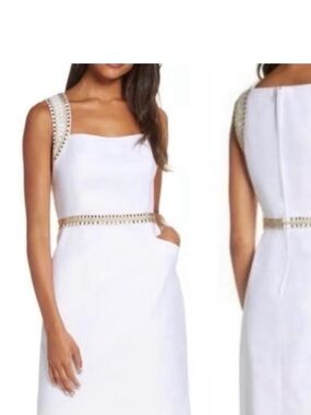 Lilly Pulitzer White Dress with Gold Trim